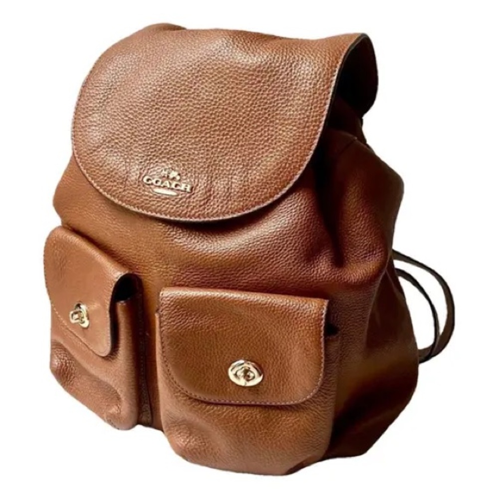 COACH Pebbled Leather Billy Backpack brown F37410 πππ - Picture 2 of 16